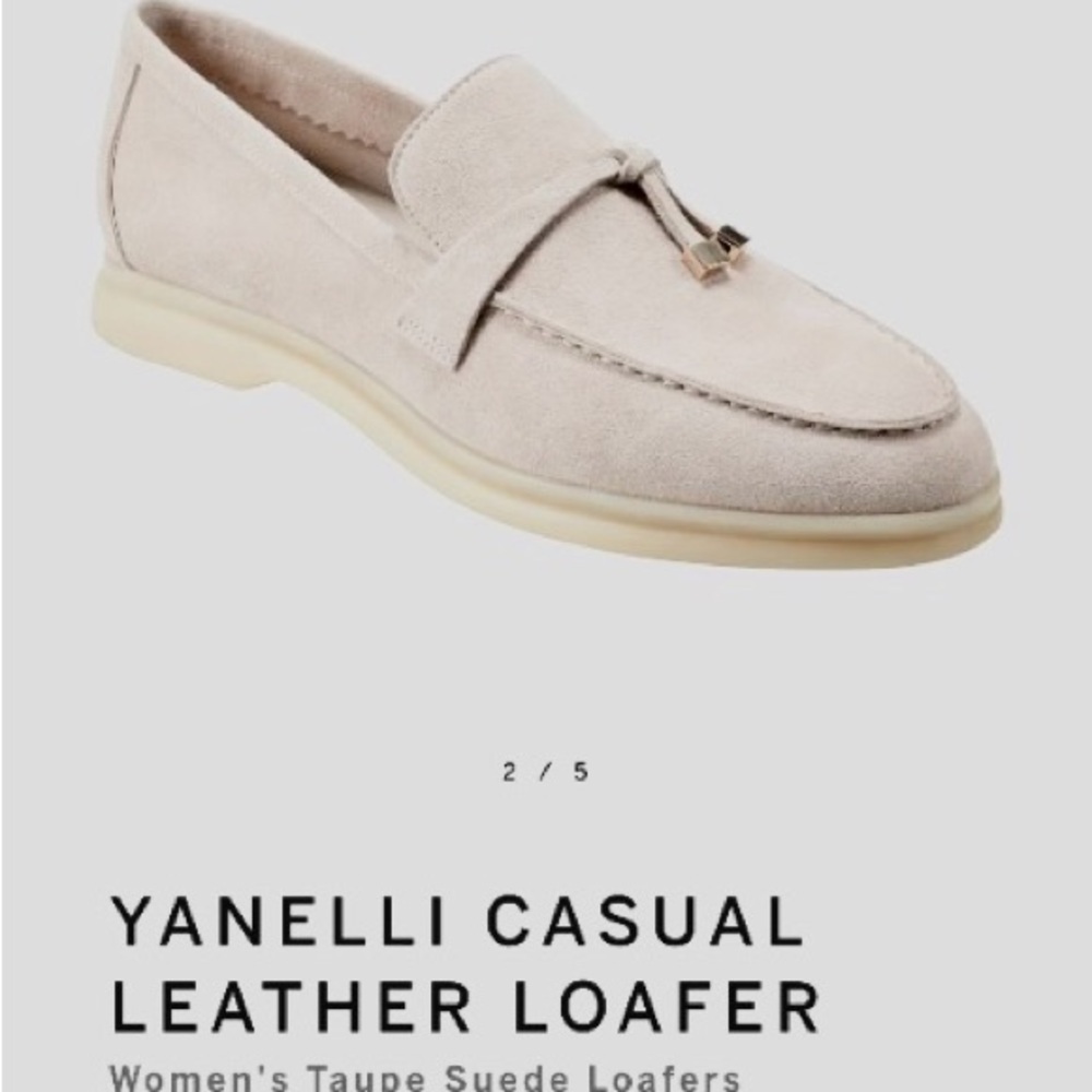 NEW Marc Fisher Womens Yanelli Casual Leather Taupe Suede Loafers - Ivory US 10